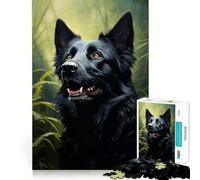Rompecabezas de 1000 Piezas con Retrato de Pastor alemán Negro Diversión con articulaciones Finas,Juego Que estimula la Mente,Tiempo de Juego Tranquilo, Ocio 38x26cm