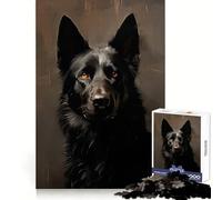 Rompecabezas de 1000 Piezas con Retrato de Pastor alemán Negro para Adultos Un desafío para el Pensamiento Un Entretenimiento Casual Un Regalo sincero y conmovedor (50x75cm)