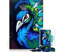 Rompecabezas de 1000 Piezas con Retrato de Pavo Real para Adultos Juego de ingenio para relajar la Mente Bordes Afilados Regalo Premium (38x52cm)