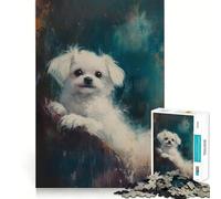 Rompecabezas de 1000 Piezas con Retrato de Perro Blanco para Adolescentes Diversión tamaño Uniforme Piezas precisas Actividad Relajante para Grupos en Interiores (50x75cm)