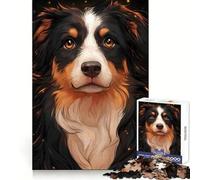 Rompecabezas de 1000 Piezas con Retrato de Perro Border Collie con Brillos para Adolescentes Rompecabezas Que fomenta el Pensamiento Claro y la concentración Seguro (38x26cm)