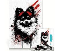 Rompecabezas de 1000 Piezas con Retrato de Perro Pomerania para Adultos Rompecabezas Suave para Relajarse Imagen para armar Artículo de Santa Claus (38x52cm)