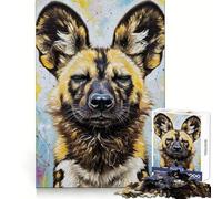 Rompecabezas de 1000 Piezas con Retrato de Perro Salvaje Africano Pintado para Adultos Juego Inteligente de Rompecabezas Divertido Montaje de imágenes Regalo de Temporada (50x75cm)