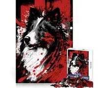 Rompecabezas de 1000 Piezas con Retrato de Perro Sheltie para Adolescentes Ideal para Relajarse y desconectar Obra de Arte nítida y Elegante 38x26cm