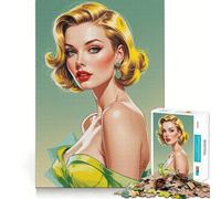 Rompecabezas de 1000 Piezas con Retrato de Pin-up de Cabello Rubio Divertido Juego de Memoria con Superficie Lisa y sin Rebabas Un desafío entretenido para el Tiempo Libre (38x52cm)