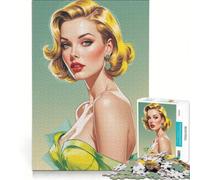 Rompecabezas de 1000 Piezas con Retrato de Pin-up de Cabello Rubio Ideal para decoración de Pared entretenido para Reducir el estrés y Perfecto como Regalo 38x26cm