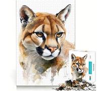 Rompecabezas de 1000 Piezas con Retrato de Puma en Acuarela para Adolescentes Diversión tamaño Uniforme Piezas precisas Actividad Relajante para Grupos en Interiores (38x26cm)