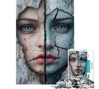 Rompecabezas de 1000 Piezas con Retrato de Rostro Agrietado para Adolescentes Ideal para la diversión Familiar la interacción Entre Padres e Hijos cumpleaños y Navidad 38x26cm