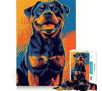 Rompecabezas de 1000 Piezas con Retrato de Rottweiler para Adultos, Juguete de lógica Fina, Tiempo Libre, Arte de Bordes limpios, Coleccionable (38x26cm)