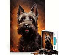 Rompecabezas de 1000 Piezas con Retrato de Terrier escocés Negro,Corte Exacto,Divertido y desafiante,Ideal para el Ocio 38x52cm
