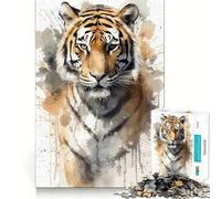 Rompecabezas de 1000 Piezas con Retrato de Tigre en Acuarela para Adultos Juguete para ejercitar la Mente Diversión Casual Corte de precisión Regalo artístico 38x52cm