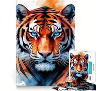 Rompecabezas de 1000 Piezas con Retrato de Tigre en Acuarela y Detalles geométricos Ideal para ejercitar la Mente Componentes robustos y de Corte Limpio Un Entretenimiento cautivador para Disfrutar