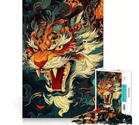 Rompecabezas de 1000 Piezas con Retrato de Tigre estilizado para Adolescentes Ideal para Relajarse, Mejorar la Memoria y Crear una Obra de Arte nítida 50x75cm
