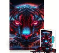 Rompecabezas de 1000 Piezas con Retrato de Tigre neón para Adolescentes Juguete para ejercitar la Mente Fácil de armar Regalo Elegante (38x52cm)