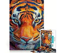 Rompecabezas de 1000 Piezas con Retrato de Tigre para Adolescentes Desarrolla la Mente y estimula el Tiempo Libre Diseño de Bordes precisos Regalo Original 38x26cm