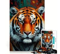 Rompecabezas de 1000 Piezas con Retrato de Tigre para Adultos, Juguete para ejercitar la Mente, diversión Casual, Corte de precisión, Regalo artístico 38x52cm