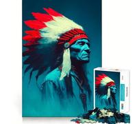 Rompecabezas de 1000 Piezas con Retrato de un Antiguo Jefe Nativo Americano para Adultos Juguete para ejercitar la Mente Tiempo Libre Diseño nítido Regalo increíble (50x75cm)