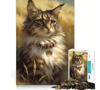 Rompecabezas de 1000 Piezas con Retrato de un Gato Maine Coon para Adolescentes Rompecabezas fácil de armar Ocio Impecable Regalo Ideal para Navidad (38x52cm)