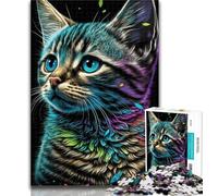 Rompecabezas de 1000 Piezas con Retrato de un Hermoso Gato para Adultos, 1000 Piezas, Juegos educativos, decoración del hogar, colección de Artistas, Bellas Artes, 50x75cm