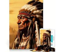 Rompecabezas de 1000 Piezas con Retrato de un Jefe Nativo Americano para Adolescentes Juguete de Habilidad para Rompecabezas Diversión compartida Corte preciso Decoración de Pared (50x75cm)