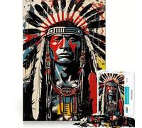 Rompecabezas de 1000 Piezas con Retrato de un Jefe Nativo Americano para Adultos Ideal para Mejorar la Memoria y Disfrutar de Momentos de Paz Diseño para armar Regalo Premium (38x52cm)