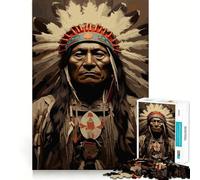 Rompecabezas de 1000 Piezas con Retrato de un Jefe Nativo Americano para Adultos Juego de ingenio para relajar la Mente Bordes Afilados Regalo Premium (38x52cm)