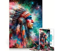 Rompecabezas de 1000 Piezas con Retrato de un Jefe Nativo Americano para Adultos Juguete de lógica Fina, silencioso y Divertido Bordes limpios Regalo Memorable (38x26cm)