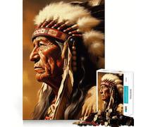 Rompecabezas de 1000 Piezas con Retrato de un Jefe Nativo Americano para Adultos y Adolescentes Juego Mental, diversión Tranquila, Bordes Afilados, Regalo Memorable (50x75cm)