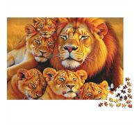 Rompecabezas de 1000 Piezas con Retrato de una Familia de Leones. Gran Grupo Familiar de Leones para Juegos educativos para Adultos, decoración del hogar, desafío, Alta dificultad, 52 x 38 cm