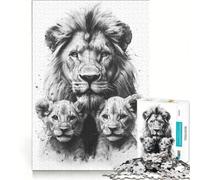 Rompecabezas de 1000 Piezas con Retrato de una Familia de Leones Ideal para Relajarse interactuar Entre Padres e Hijos o como Regalo para Amigos y Familiares 38x52cm