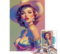 Rompecabezas de 1000 Piezas con Retrato de una glamurosa Vaquera Rubia Divertidos Juegos Que desafían la Inteligencia Cerebral Juguetes adictivos Regalos para Mujeres y Hombres Divertidos y con Humor