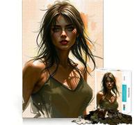 Rompecabezas de 1000 Piezas con Retrato de una Mujer para Adolescentes Juguete de lógica con Forma de Tren para aliviar el estrés Corte Suave Regalo Memorable (38x26cm)