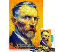 Rompecabezas de 1000 Piezas con Retrato de Vincent Van Gogh y Cita para Adolescentes Tren de la Memoria Diversión,conexión Limpia y sin interrupciones Actividad grupal Relajante para Interiores