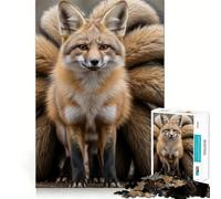 Rompecabezas de 1000 Piezas con Retrato de Zorro de Nueve Colas para Adolescentes Juego Inteligente de Rompecabezas Tiempo de Aprendizaje Imagen para armar Un Regalo Encantador (38x26cm)