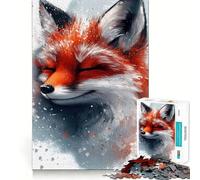 Rompecabezas de 1000 Piezas con Retrato de Zorro Sonriente en la Nieve para Adultos Recall Upgrade Stress Relief Tight Cut Santa Wish Pick 38x26cm