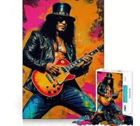 Rompecabezas de 1000 Piezas con Retrato del Guitarrista Saul Hudson Slash para Adolescentes, Juguete de Tren lógico, Ligero y Relajante, Arte de Pared de Corte Suave (38x26cm)