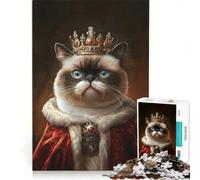 Rompecabezas de 1000 Piezas con Retrato del Rey Gato para Adultos, Juguete Educativo, interacción Entre Padres e Hijos, Toda la Familia 50x75cm