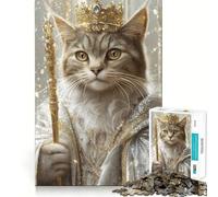 Rompecabezas de 1000 Piezas con Retrato del Rey Gato Real para Adultos y Adolescentes Juguete Intelectual para el hogar Disfrute de un Corte de Calidad Regalo clásico (38x52cm)