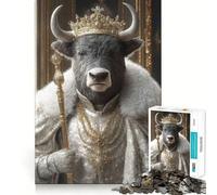 Rompecabezas de 1000 Piezas con Retrato del Rey Toro,Bordes Lisos,Juego Divertido y Relajante,Regalo de cumpleaños (38x52cm)