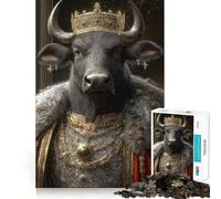 Rompecabezas de 1000 Piezas con Retrato del Rey Toro,Piezas de Corte Limpio,Juguete para desarrollar la Capacidad cognitiva,diversión para Momentos de Calma,decoración navideña (38x52cm)