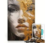 Rompecabezas de 1000 Piezas con Retrato Dorado de Mujer para Adultos Juego de Ejercicios de Pensamiento Ajuste Espacios Actividad para Fortalecer los Lazos Familiares (38x26cm)