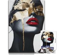 Rompecabezas de 1000 Piezas con Retrato Dorado y Rojo para Adultos y adolescentesJuego Creativo de resolución de problemasIdea de Regalo Memorable y conmovedoraTamaño 38x52cm
