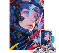 Rompecabezas de 1000 Piezas con Retrato Femenino Cyberpunk Juego Familiar desafío de Inteligencia Cerebral Juguetes adictivos Gran Regalo para Juegos Mejora de la Memoria (tamaño 38x26cm)