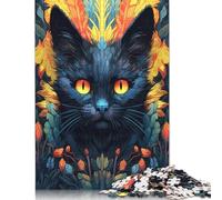 Rompecabezas de 1000 Piezas con Retrato Ornamental de Gato para Adultos, Rompecabezas para Adultos, Rompecabezas para decoración del hogar, Juguetes de 1000 Piezas (75 x 50 cm)