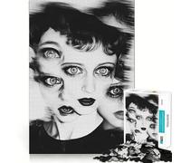Rompecabezas de 1000 Piezas con Retrato Surrealista de Mujer para Adultos Juguete para ejercitar la Mente y Relajarse Corte Perfecto Regalo Memorable 38x26cm