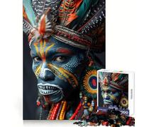 Rompecabezas de 1000 Piezas con Retrato Tribal, Plumas y Pintura para Adultos Ideal para ejercitar la Mente y Relajarse Bordes limpios Navidad (38x26cm)
