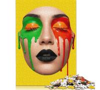 Rompecabezas de 1000 Piezas con Retratos de Belleza y Goteo de Pintura de Colores para Adolescentes, Rompecabezas de Madera para Adultos, Juego Educativo, Juguete de desafío, 1000 Piezas (75 x 50 cm)