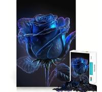 Rompecabezas de 1000 Piezas con Rosas Azules y articulaciones afiladas,Ideal para ejercitar la Mente,Pasar un rato Agradable o como decoración navideña para la Pared 38x26cm