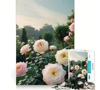 Rompecabezas de 1000 Piezas con Rosas Rosas y Blancas en un jardín para Adultos Regalo Ideal para desarrollar la lógica Juguete para Jugar despacio, con Cortes precisos y un diseño Elegante (50x75cm)