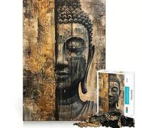 Rompecabezas de 1000 Piezas con Rostro de Buda,diseño de Bordes, Juego cognitivo Divertido,Juego Lento,Divertido,decoración navideña (50x75cm)